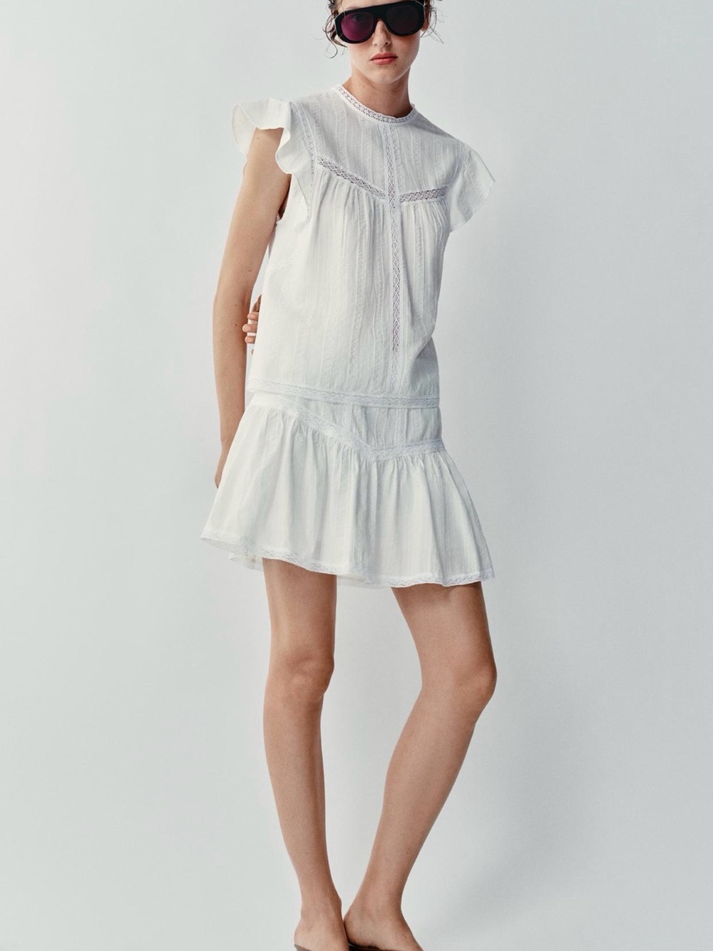 Zara Set White Lace Blouse and Skirt
